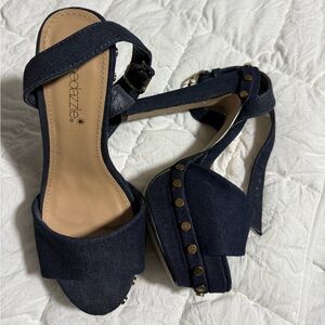 Shoedazzle Denim Heels